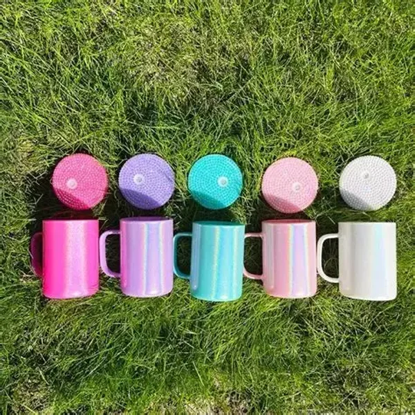 holographic mug with bling lid (CUSTOM ONLY)