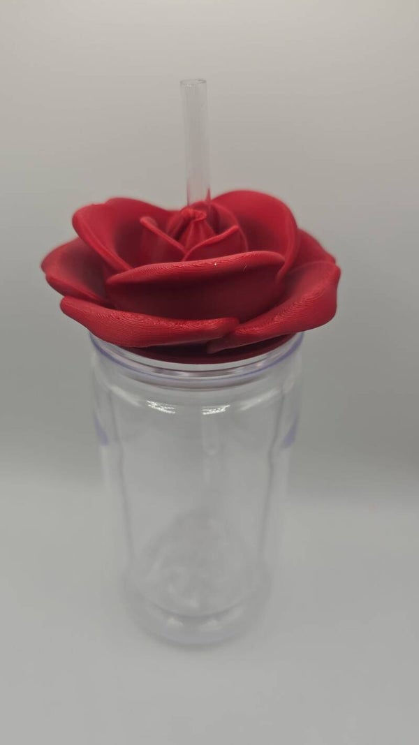 3d rose straw topper