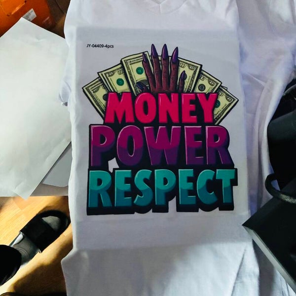 White Money Power Respect Tee