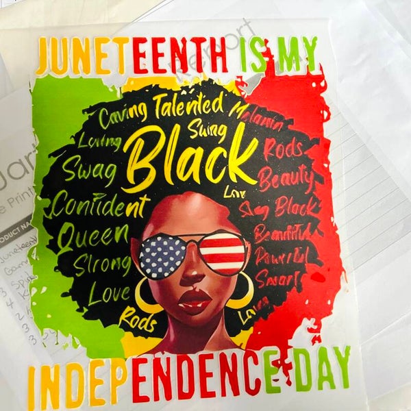 Black Independents Day DTF transfer