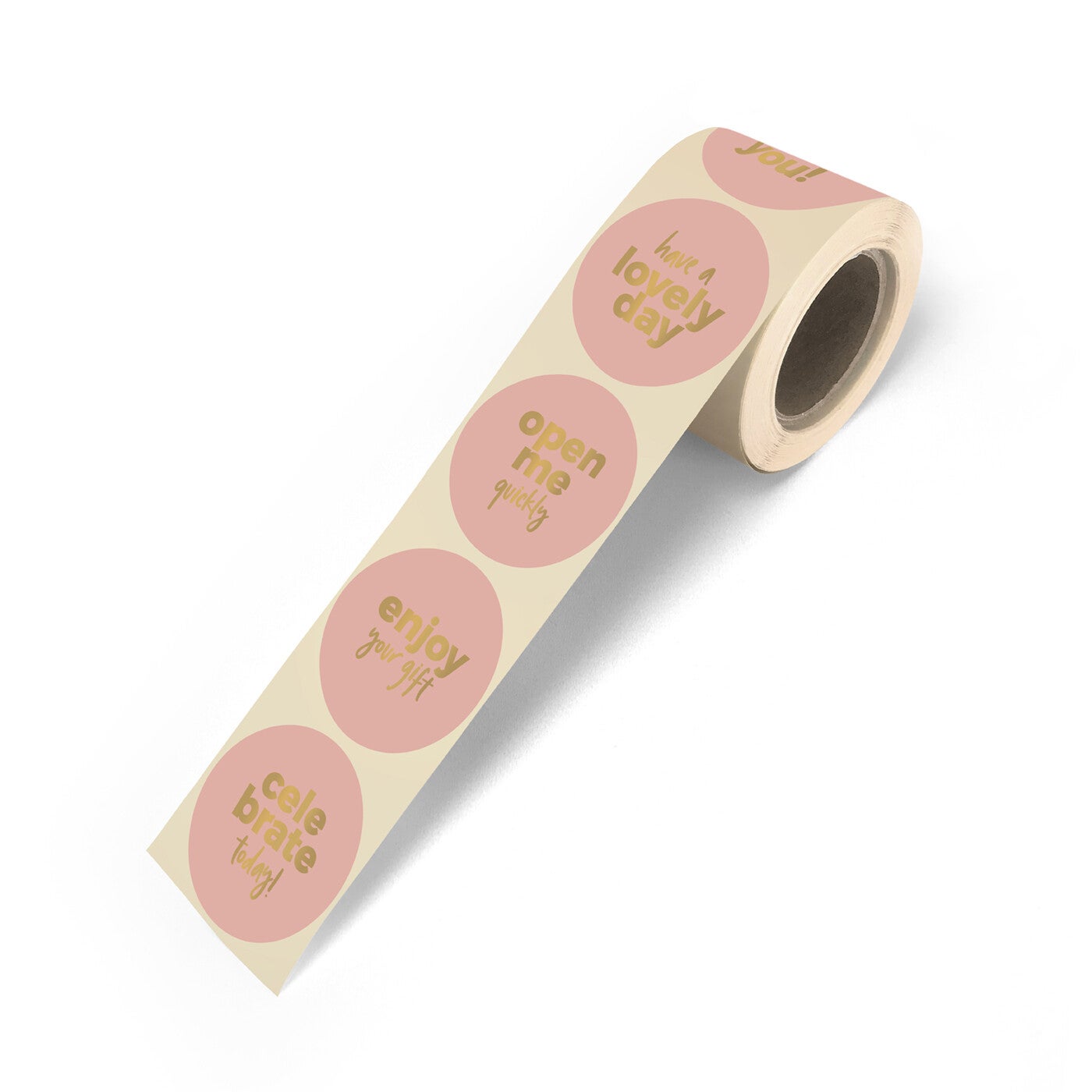 Stickers - oudroze met tekst