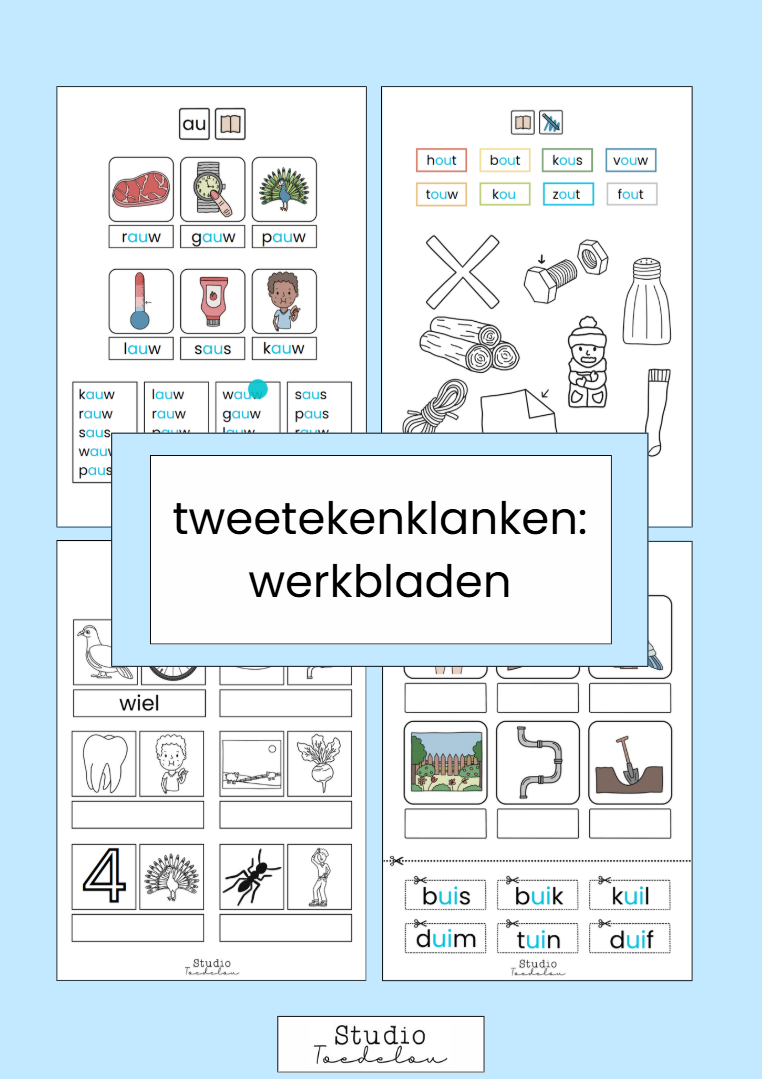 Tweetekenklanken -  complete set (60 werkbladen)
