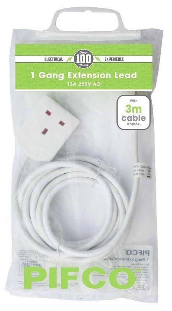 1 Gang ( 1 Way ) Extension Lead 3m
