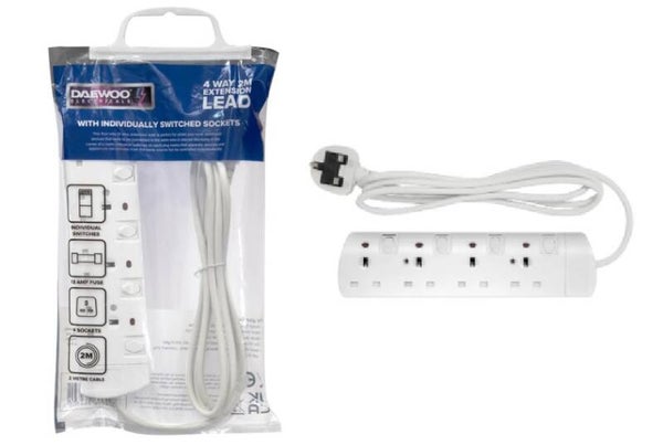 4 Gang Individually Switched Extension 2m