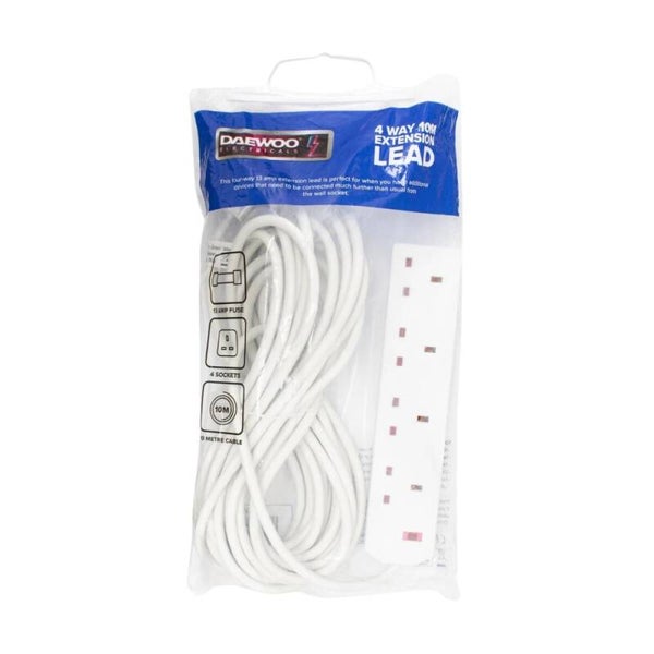 Daewoo 4 Gang ( 4 Way ) Extension Lead 10m