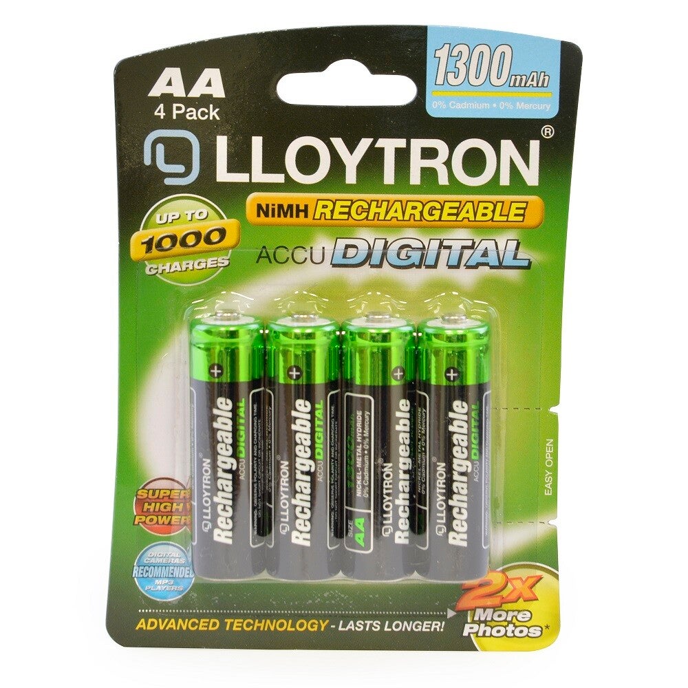 Lloytron AA 1300 Mah Nimh Rechargable Batteries 4 Pack