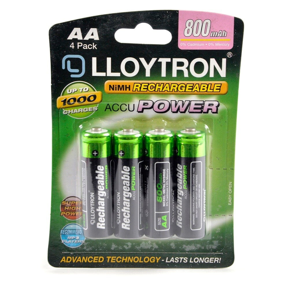 Lloytron AA 800 Mah Nimh Rechargable Batteries 4 Pack
