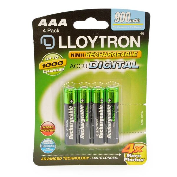 Lloytron AAA 900 Mah Nimh Rechargable Batteries 4 Pack