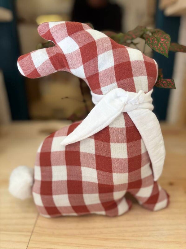 Doudou, lapin, vichy rouge