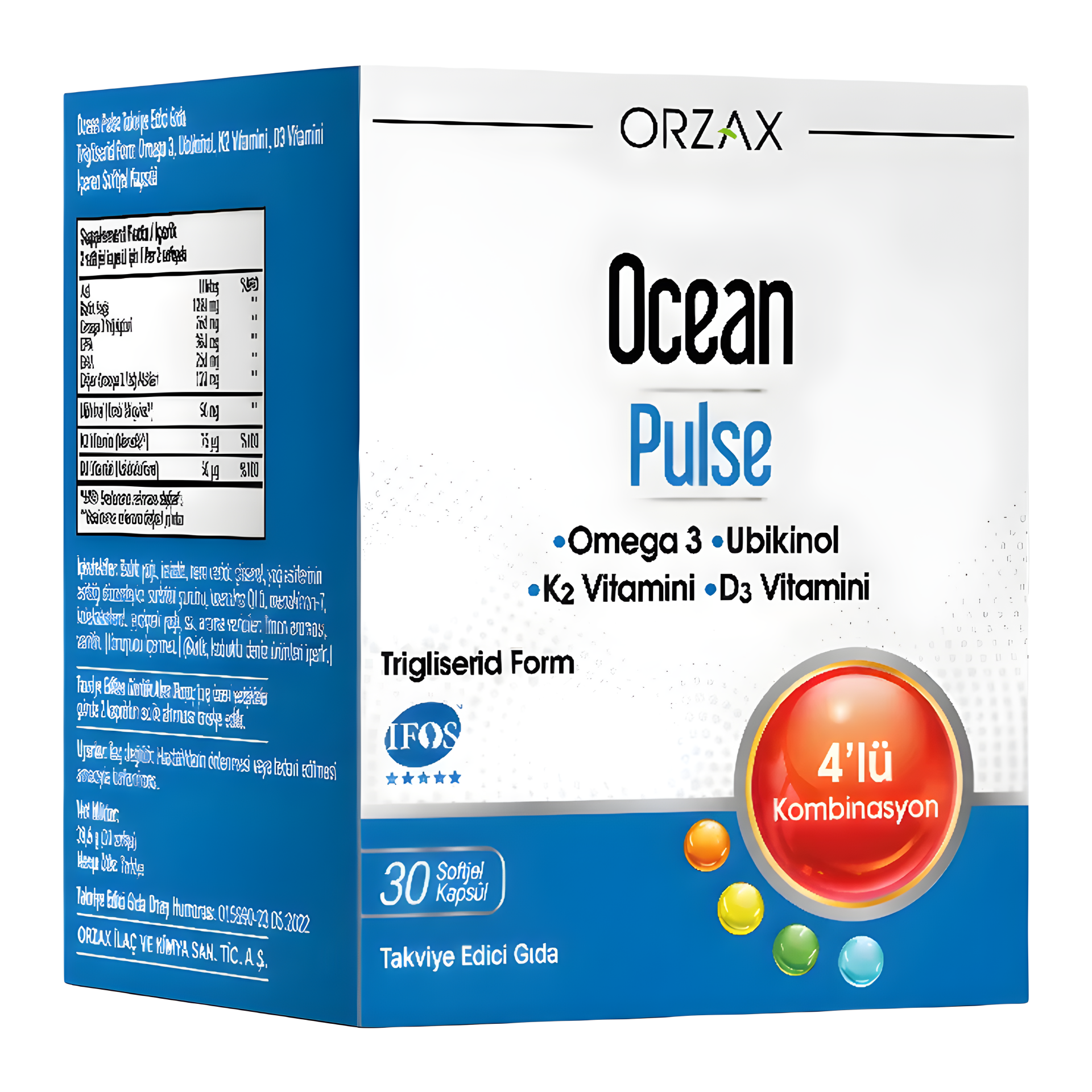Ocean Pulse Omega 3 met Co-enzym Q10 (ubiquinol), vitamine D3 & K2