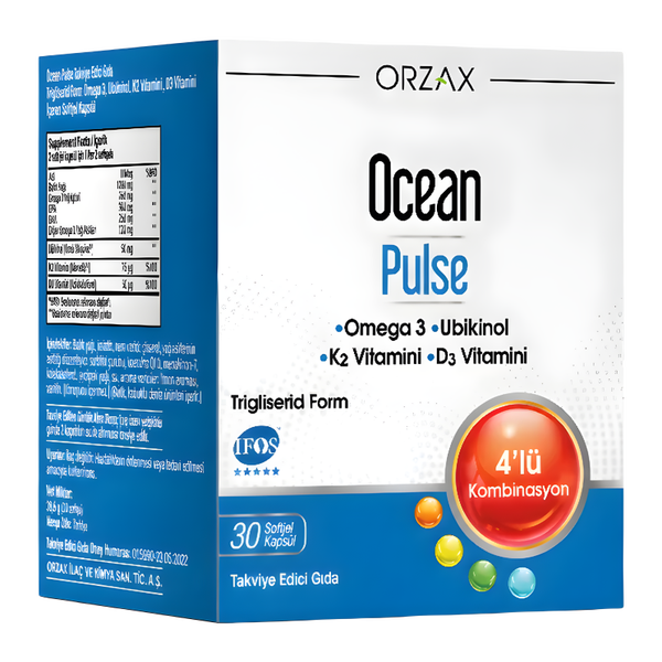 Ocean Pulse Omega 3 met Co-enzym Q10 (ubiquinol), vitamine D3 & K2