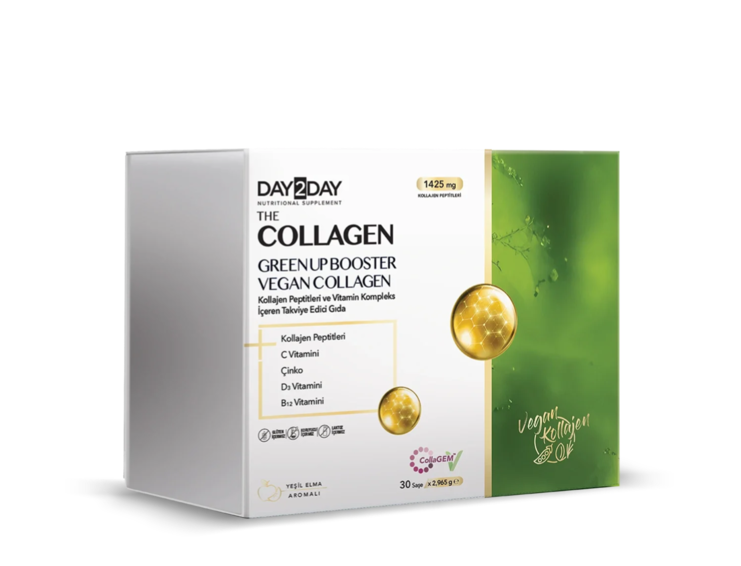 Day2Day The Collagen Green Up Booster – Vegan Collageen Sachets (Groene Appel Smaak)