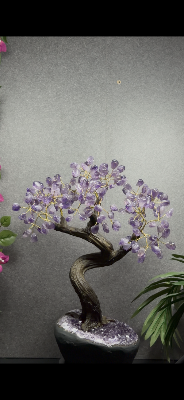 Grote Amethist Edelsteenboom op Kristal – 40 cm