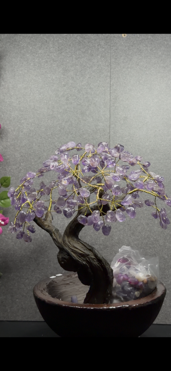 Amethist Edelsteenboom met Fontein – 36 cm