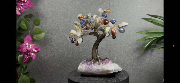 18. Edelsteenboom op Amethist – 15 cm – Mix van Edelstenen
