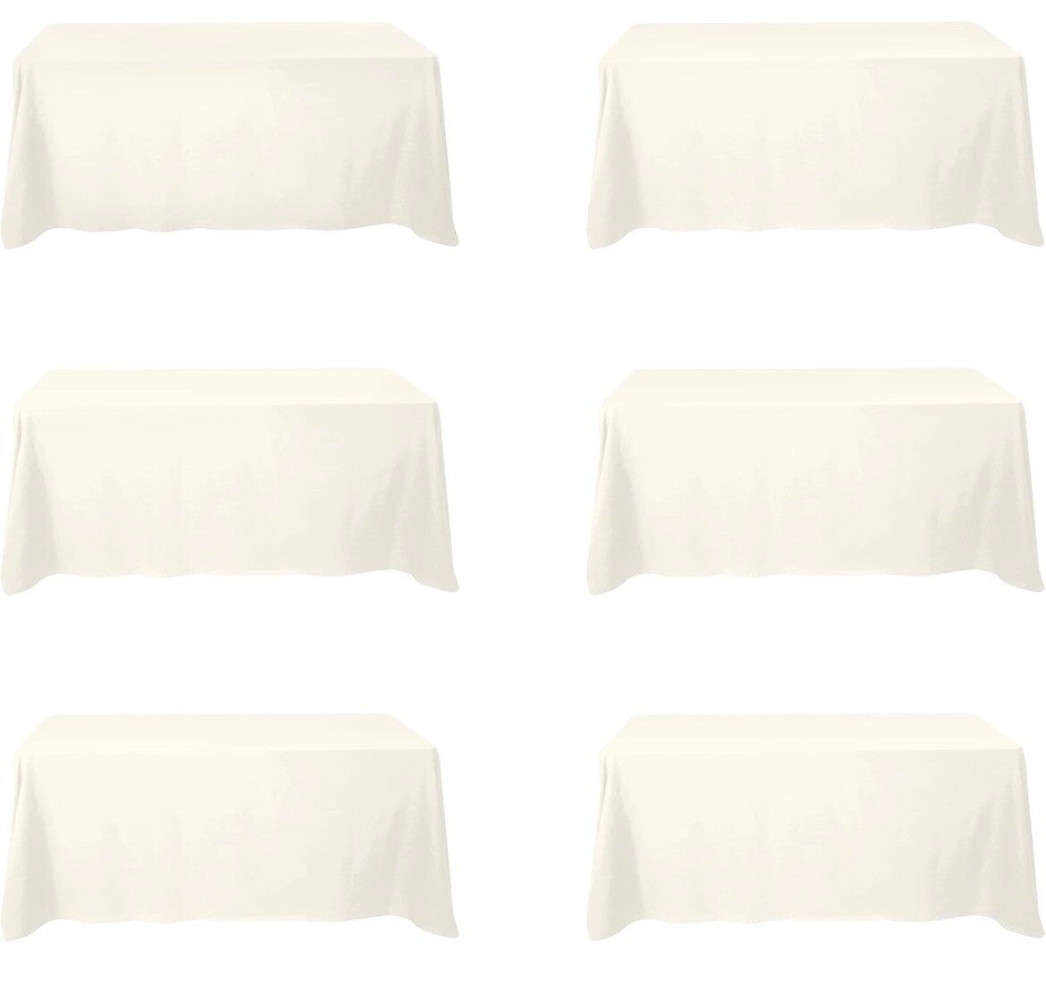 Pack Ivory Tablecloths for 6 Foot Rectangle Tables 90 x 132 Inch -
