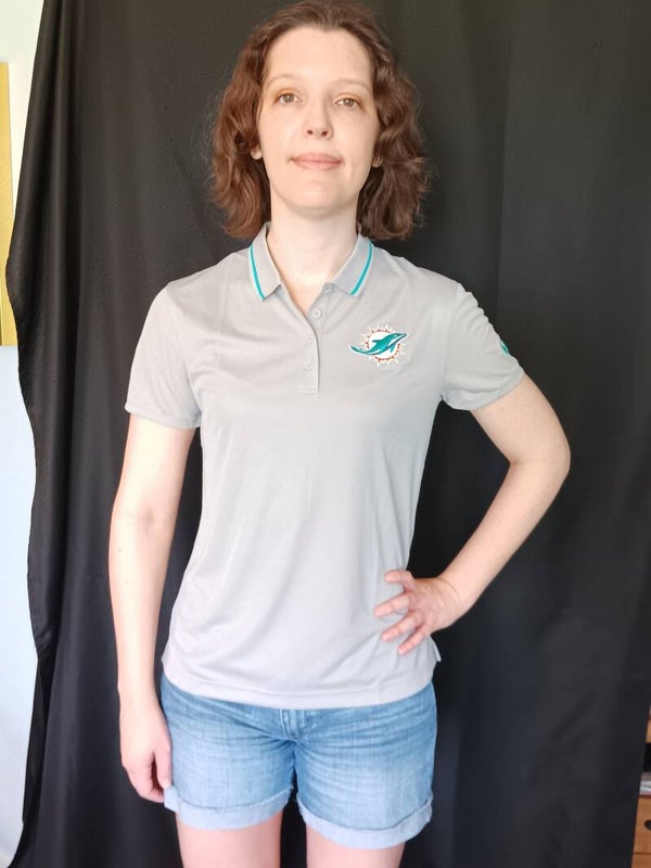 New Lady's Nike NFL Dolphin Dri-Fit collar shirt.