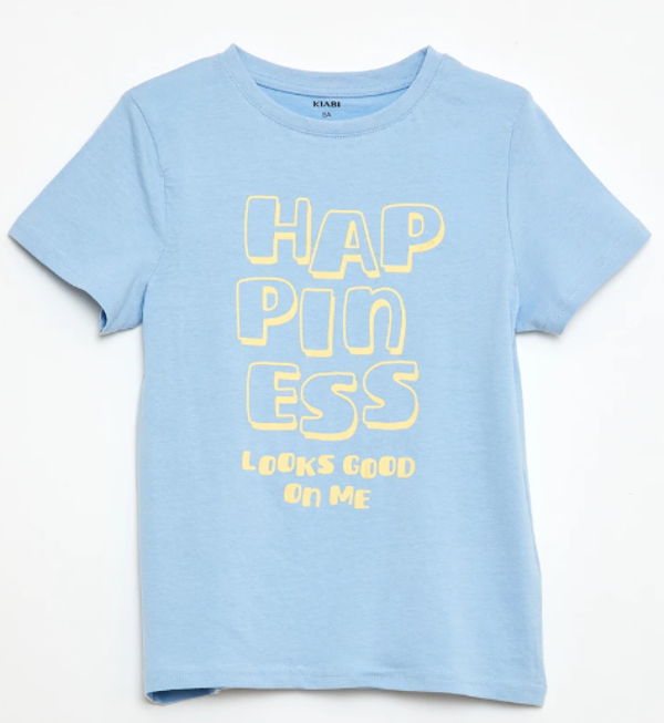 T-shirt Happiness Blauw