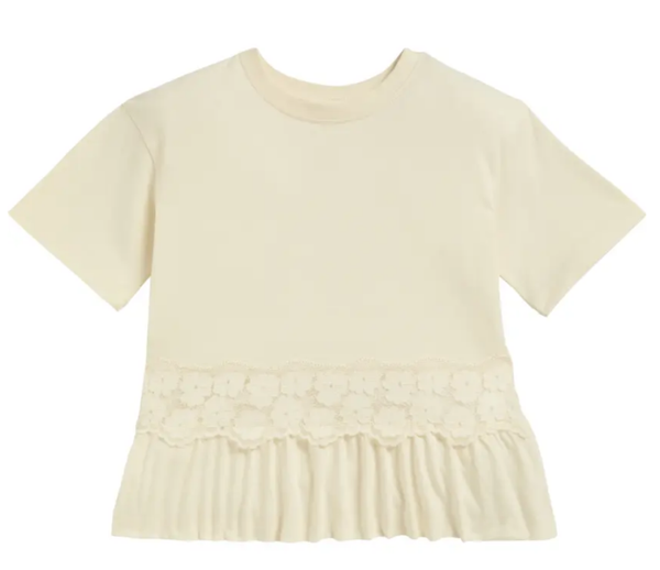 T-shirt met bloemen en kanten