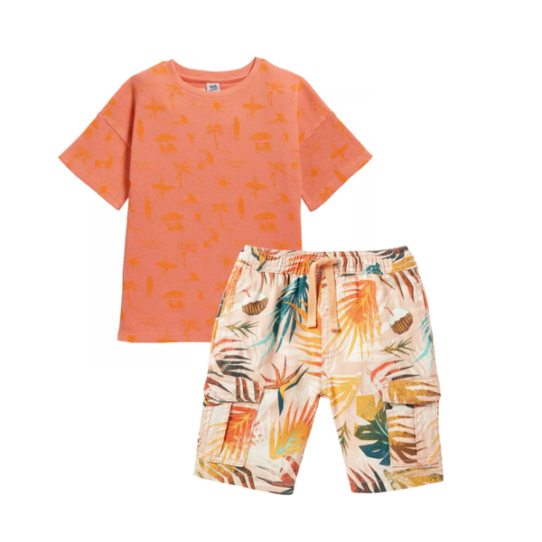 T-shirt Oranje Ronde Hals & Cargo shorts