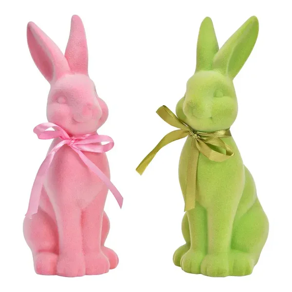 Hase beflockt mit Schleife