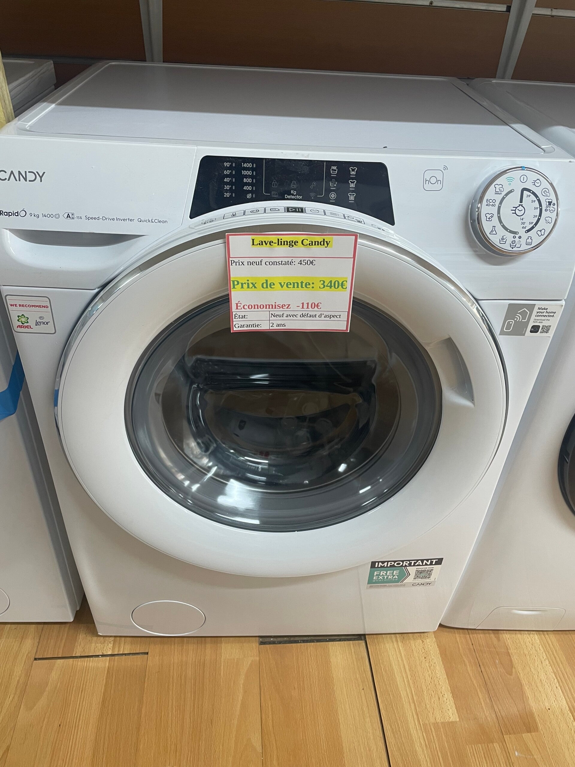Lave linge Candy neuf avec défaut d’aspect