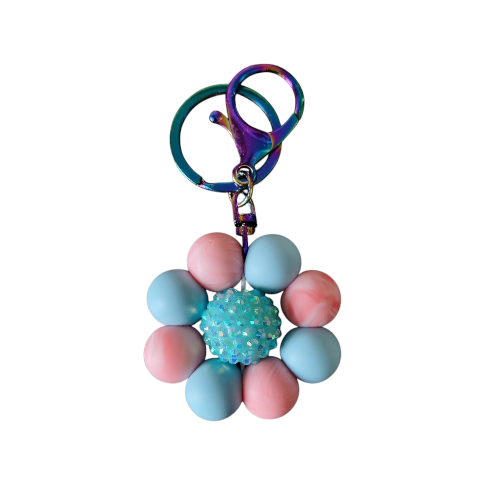 Bloem sleutelhanger Blauw