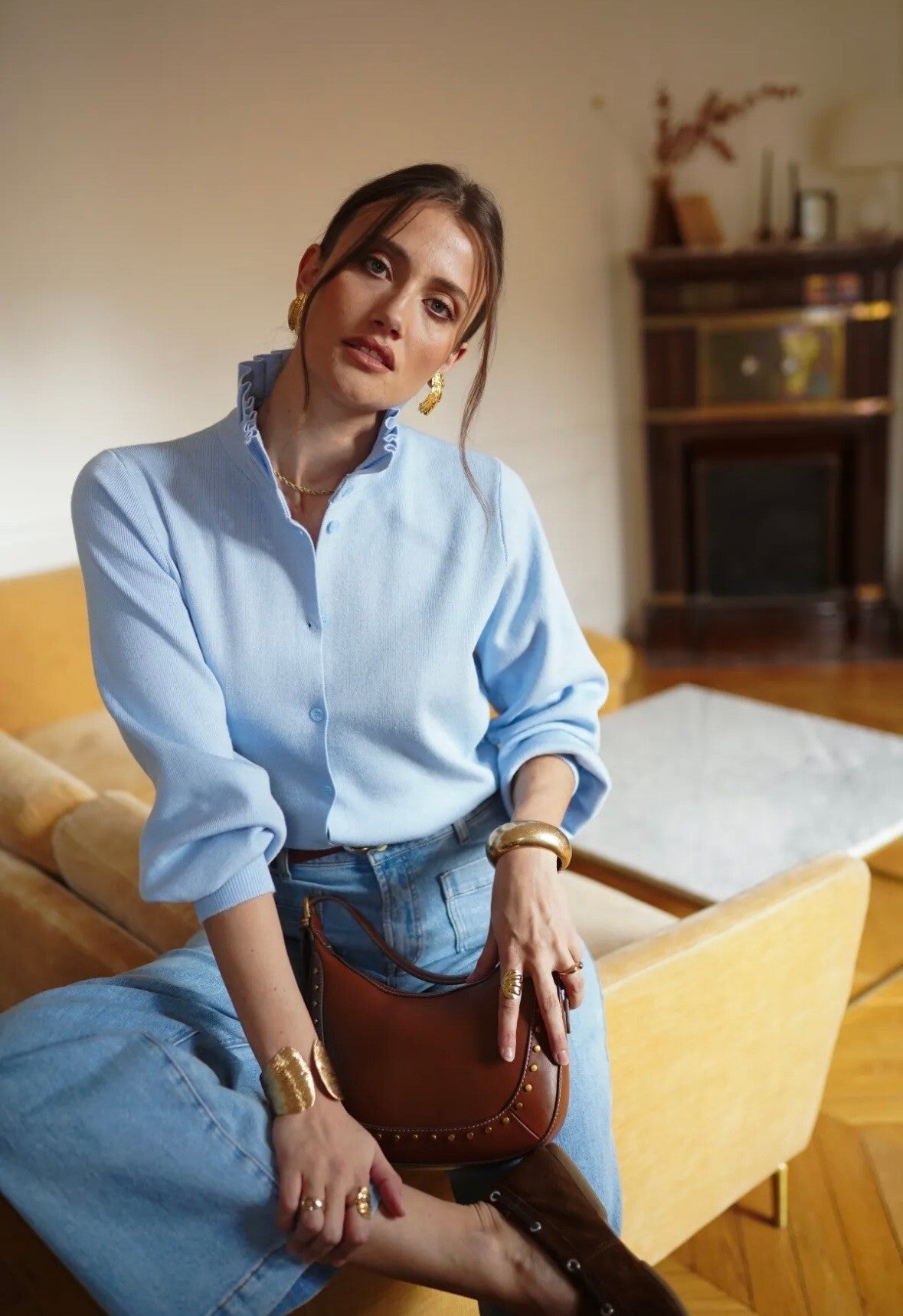 Cardigan/veste bleu ciel Aura