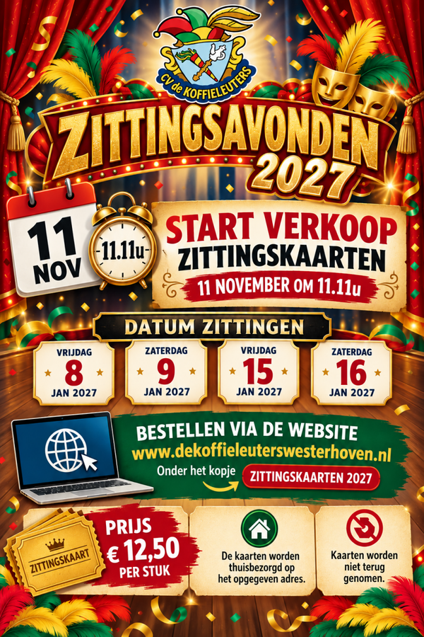 Zittingskaarten Zaterdag  16 Januari 2027