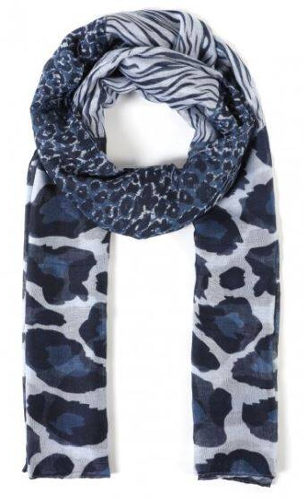 Sjaal met panterprint blauw