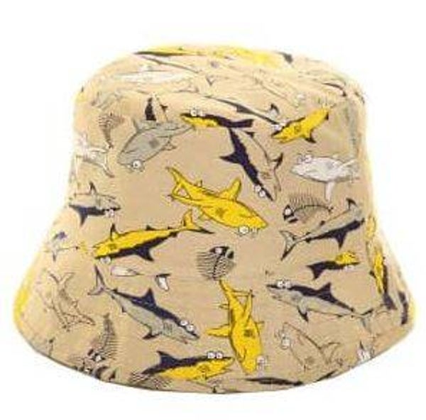 Bush hoed met haaibedrukking -- Beige