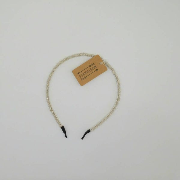 Diadeem met parel grijs