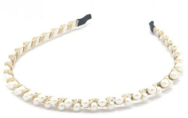 Diadeem met parels wit/goud