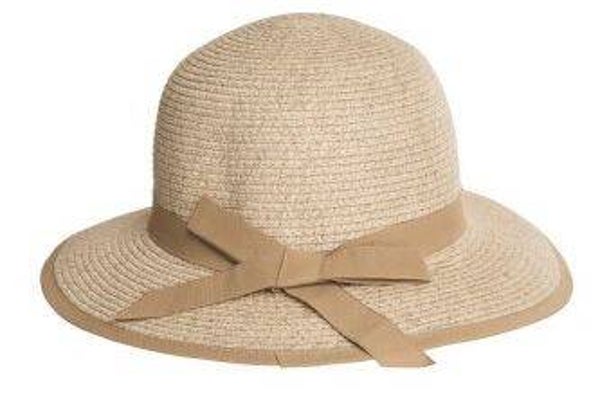 Strohoed voor meisjes met strikband -- Naturel
