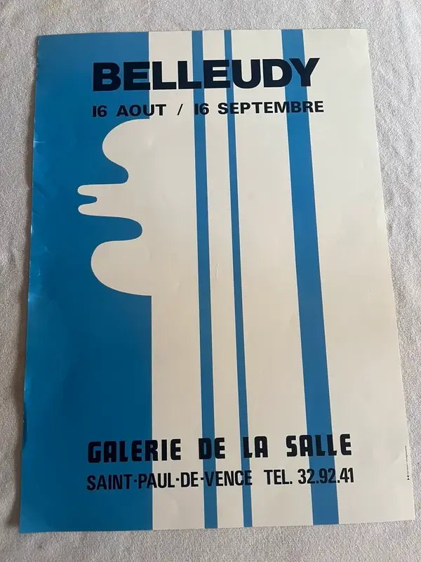 Rare Lithographie Belleudy Galerie de la Salle Saint Paul de Vence 1974 originale