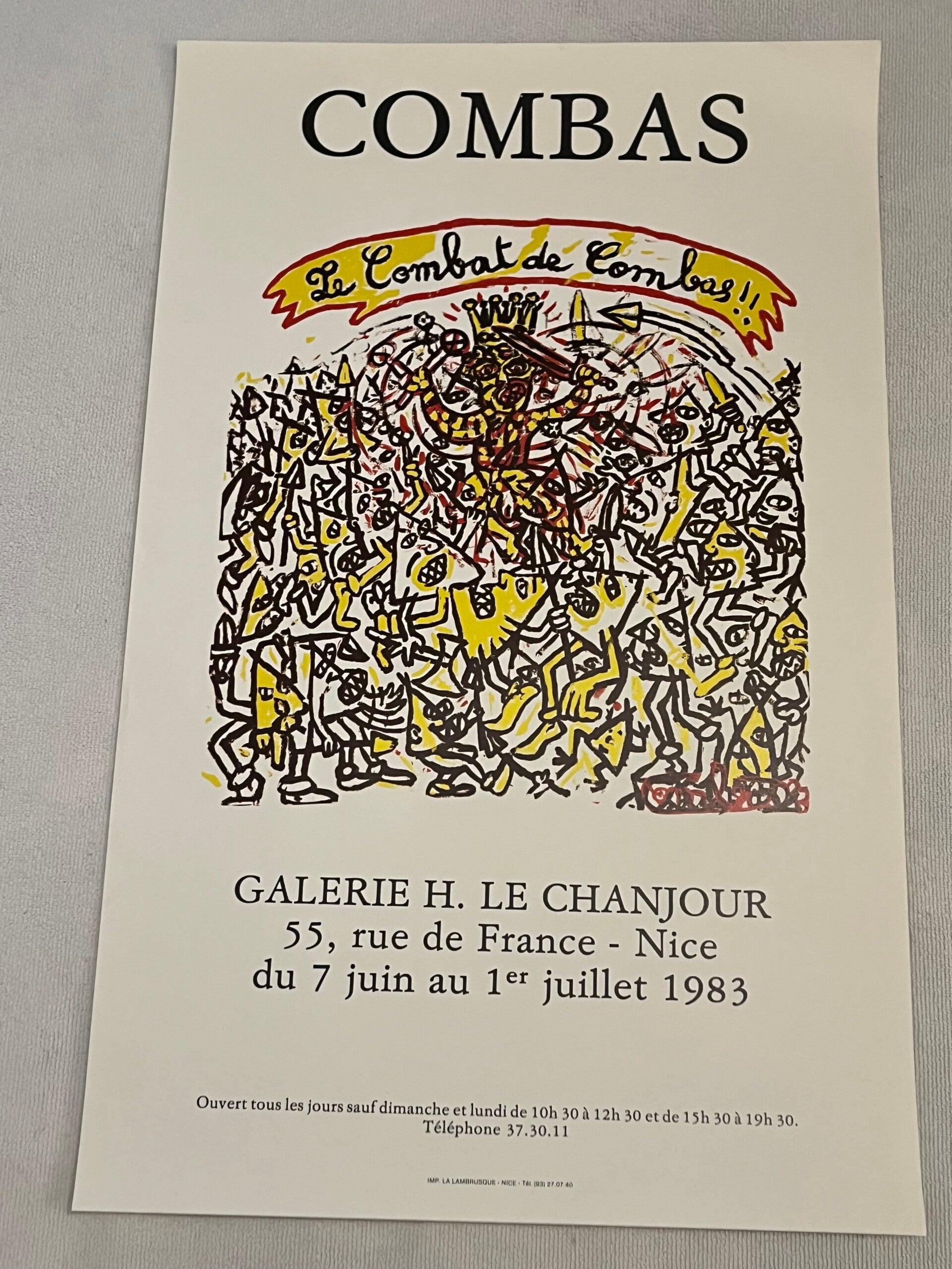 COMBAS Le Combat de Combas Lithographie Affiche Galerie H. Le Chanjour 1983 originale