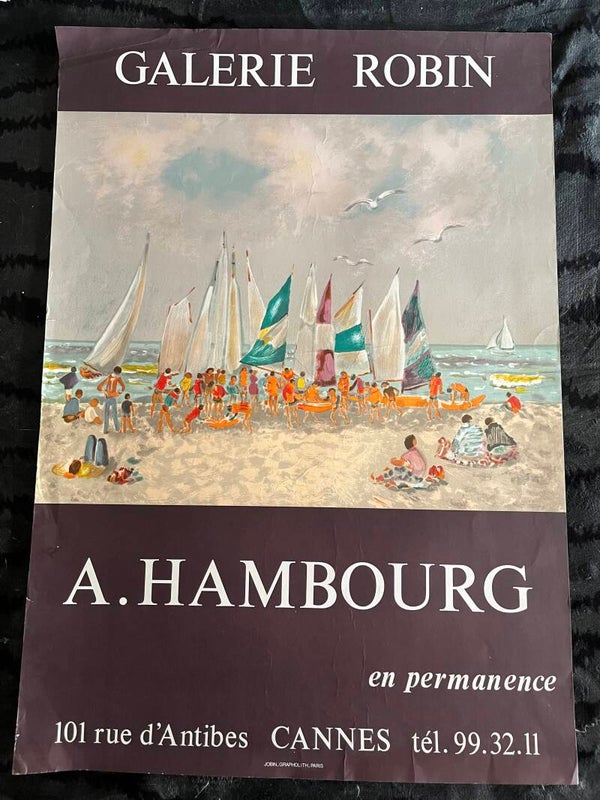 Lithographie affiche A. Hambourg Galerie Robin Cannes 1970