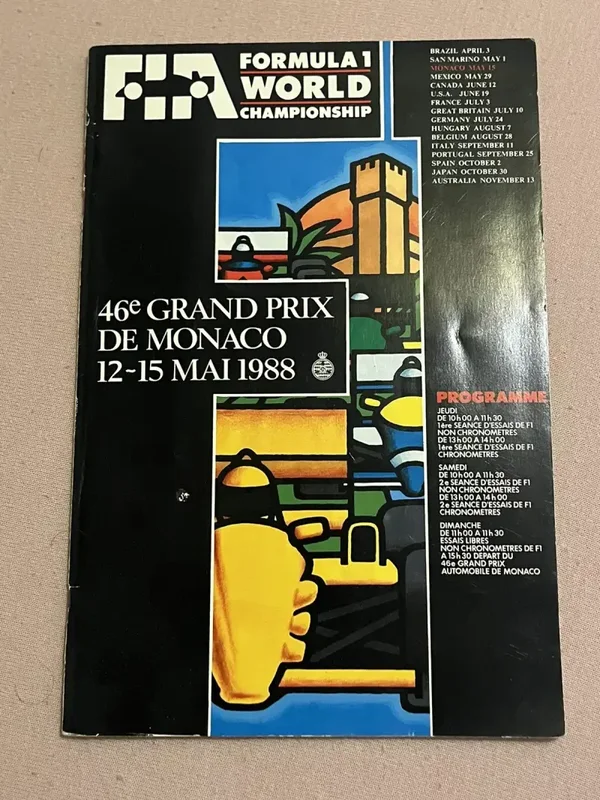 Très Rare Programme Livre Grand Prix F1 Monaco May 1988 Original