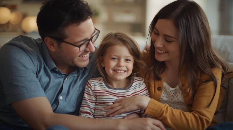 Family of three representing need for life insurance