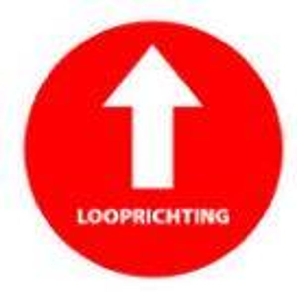 Vloersticker pijl looprichting rood (Ø20cm)