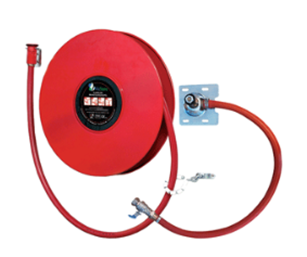 Brandhaspel 25 meter x 3/4 BUDGET 600mm Ø compleet met flex. aansluitslang