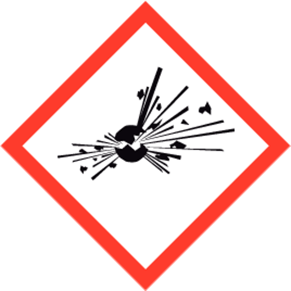Pictogram explosieve stof bord explosiegevaar 30x30cm