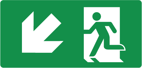 Pictogram vluchtweg links omlaag 15x30cm