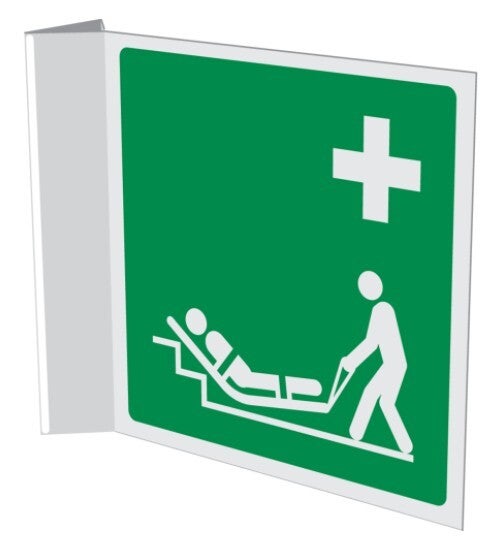 Evacuatiematras pictogram bord 20x20cm haaks