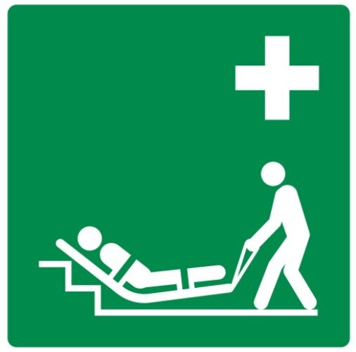 Evacuatiematras pictogram sticker 20x20cm