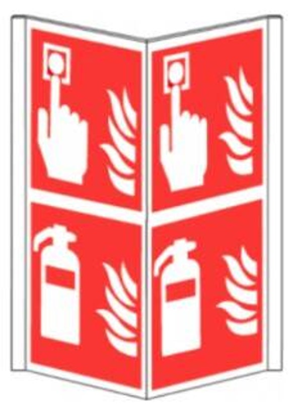 Handmelder Brandblusser pictogram panorama bord 15x30cm