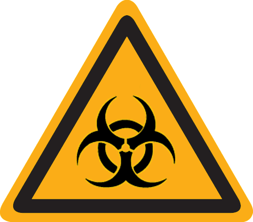 Waarschuwingspictogram bord biologische stof 90x90mm
