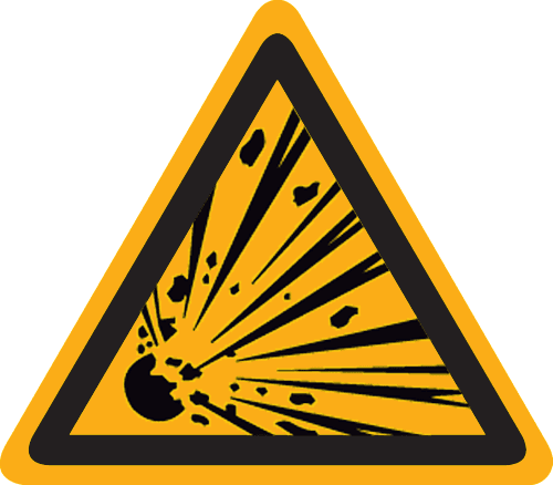 Waarschuwingspictogram bord explosieve stof 150x150mm