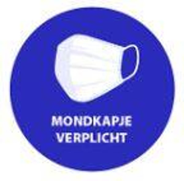 Mondkapje verplicht Ø9cm (sticker)