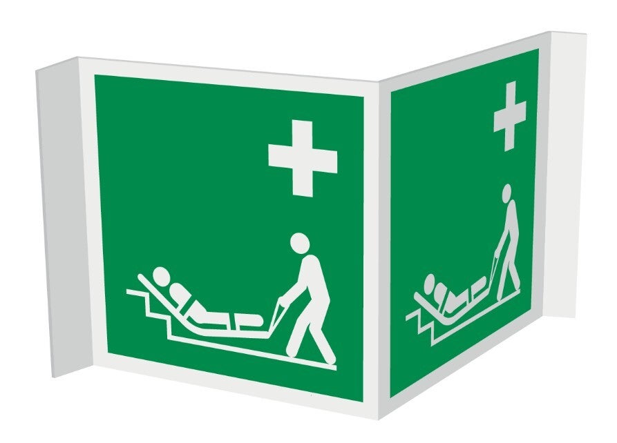 Evacuatiematras pictogram bord 20x20cm panorama